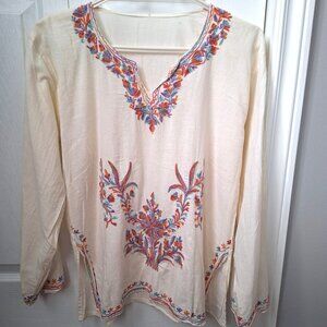 Cream Tunic with Floral Embroidery